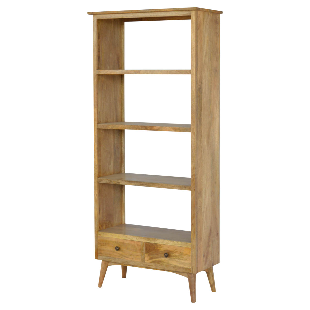 Solid Wood Bookcase With 2 Drawers 4 Shelves Amvico