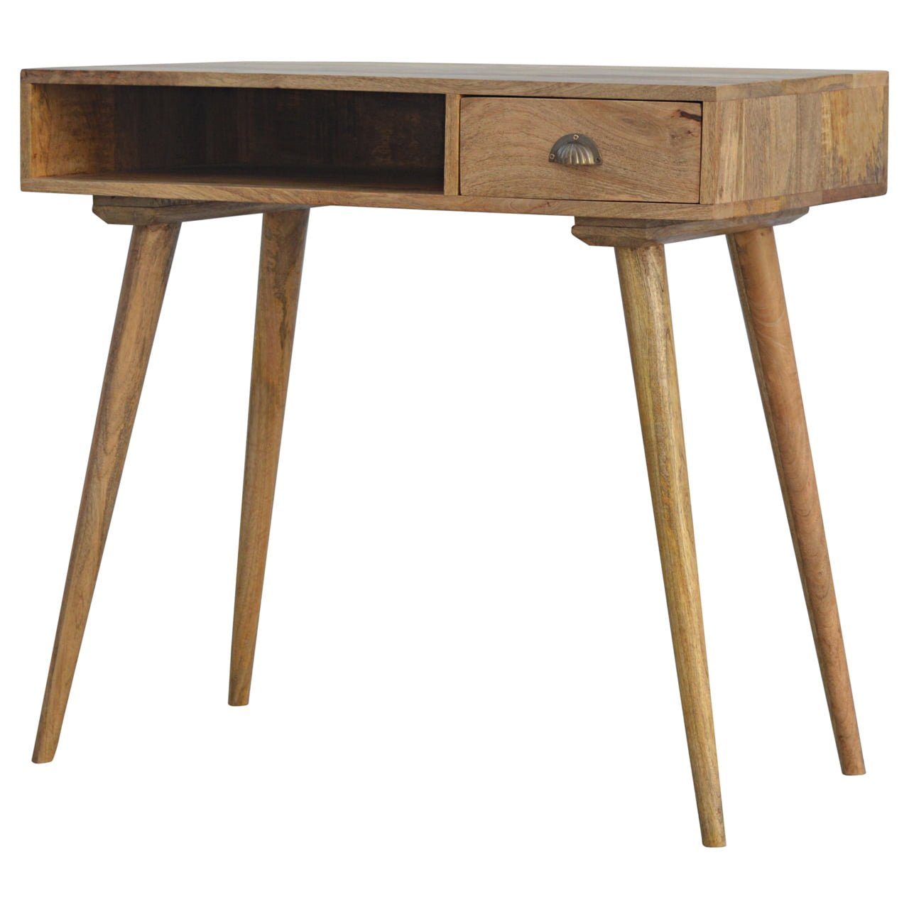 Solid Wood Nordic 1 Drawer Writing Desk With Open Slot Amvico