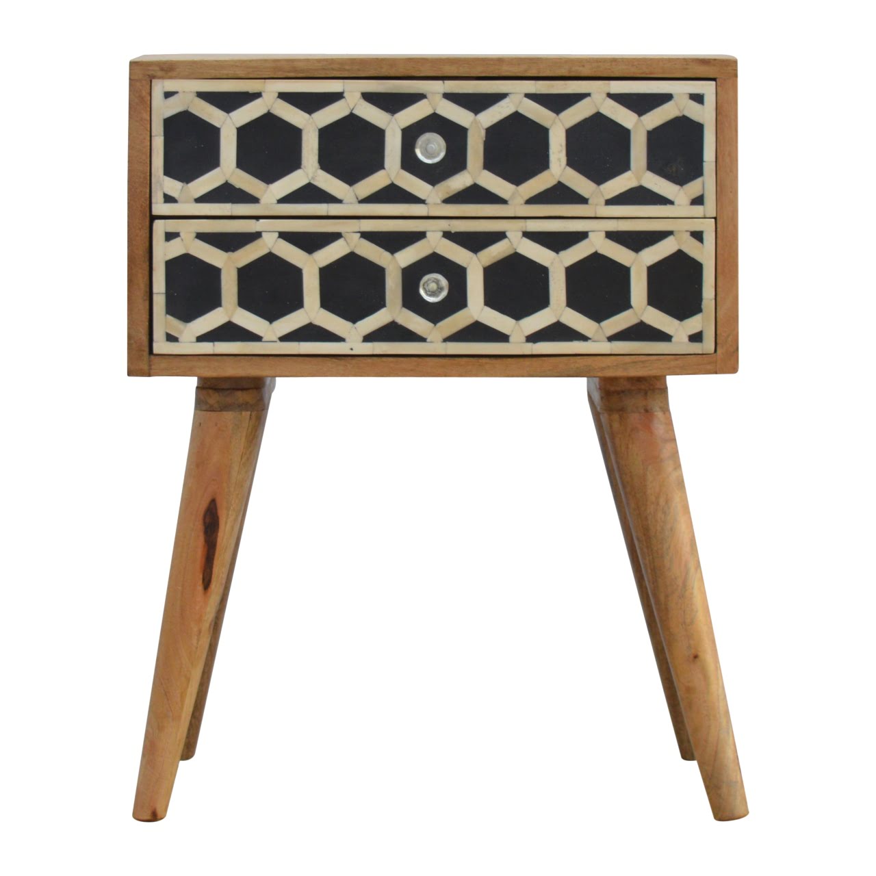 2 Drawer Bedside With Bone Inlay Drawer Fronts Amvico